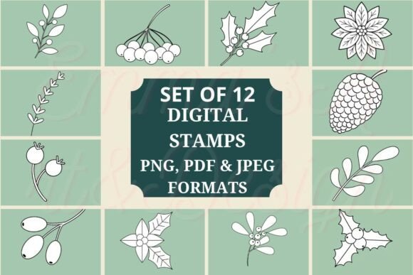 12 Christmas Foliage Digital Stamps: A Practical Review for Illustrations