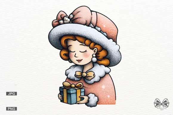 Cartoonish Christmas Woman Png for Festive Handmade Projects