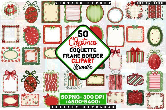 Christmas Coquette Frames Clipart Bundle Review for Illustrations