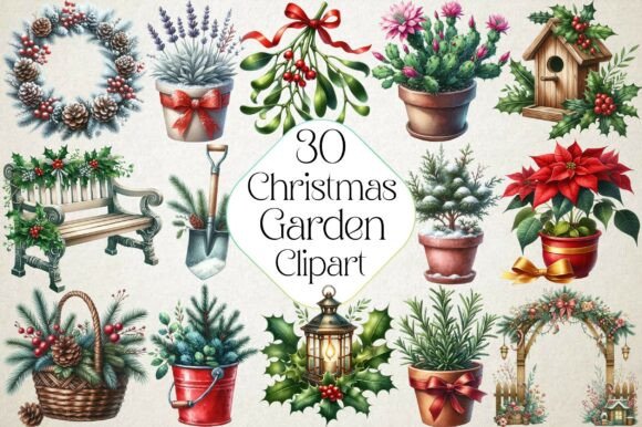 Christmas Garden Watercolor Clipart Review