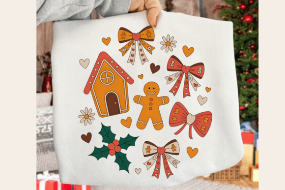 Christmas Gingerbread Coquette PNG Design in Illustrations