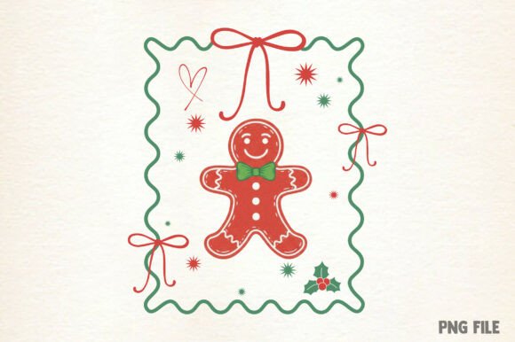 Christmas Gingerbread Man Hand-Drawn PNG: A Festive Illustration for Crafters