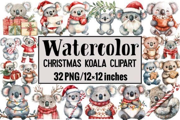 Christmas Koala Clipart for Seasonal Illustrations