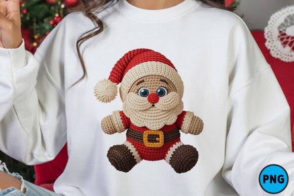 Christmas Santa Crochet Yarn PNG Illustrations