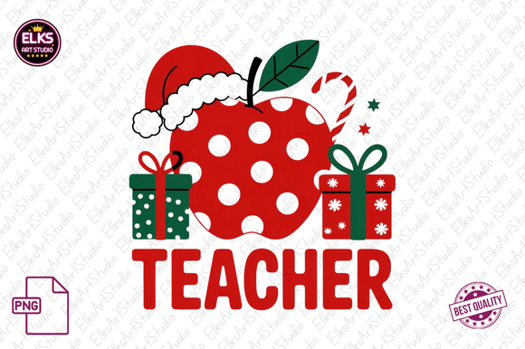 Christmas Teacher Clipart Sublimation: A Festive Illustration for Local Business Branding