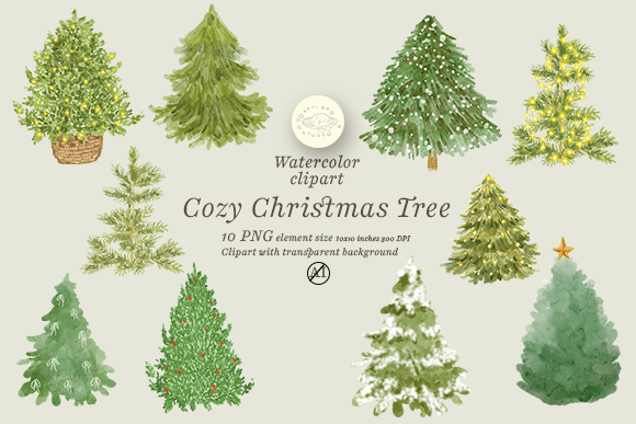 Cozy Christmas Tree Clipart for Seasonal Illustrations