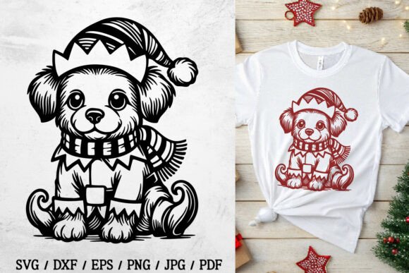 Cute Christmas Puppy Dog SVG: A Festive Illustration for Local Business Branding
