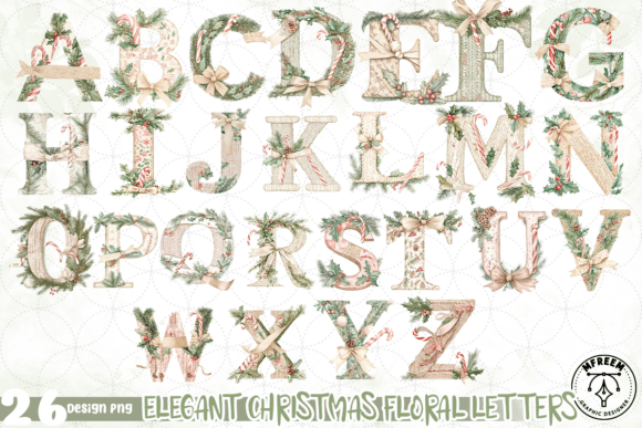 Elegant Christmas Floral Letters PNG: A Versatile Illustration for Seasonal Branding
