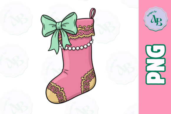 Girly Pink Christmas Stocking PNG: A Delightful Illustration for Creative Projects