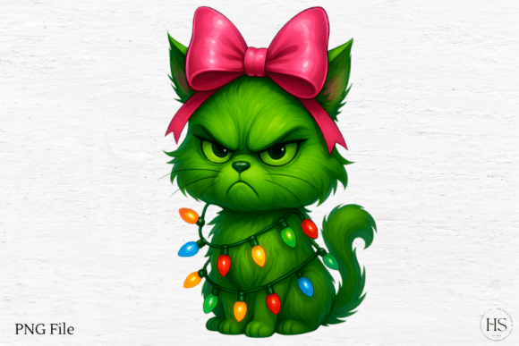Green Angry Christmas Cat Png, Pink Bow: A Practical Review for Illustrations