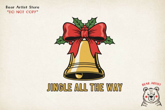 Jingle All the Way Bell Illustration: Festive Design for Local Business Branding