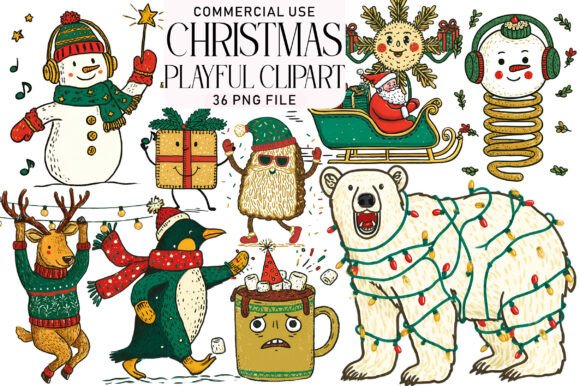 Playful Christmas Clipart for Festive Digital Products
