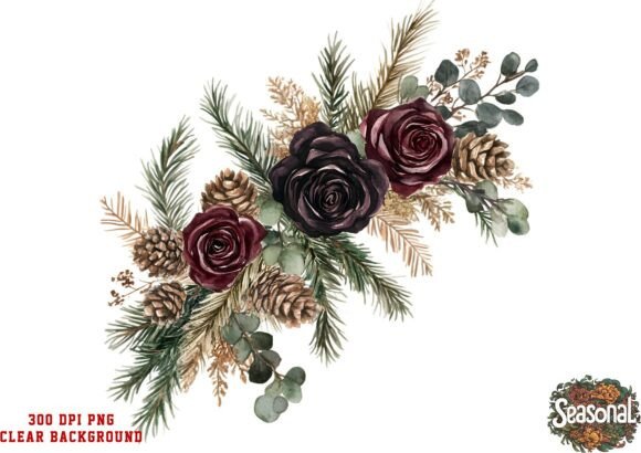 Rustic Red Rose Christmas Bouquet PNG Review